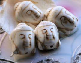 1 Large Bead: Buddha - 29 mm - real Magnesite in White Turquoise look