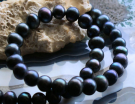 Set/5 beads: real Freshwater Pearls - 8-8,5 mm - Black