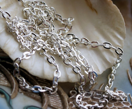 Necklace or Bracelet BASE - 100 cm - 4x2,5 mm Chains - Silver SP Tone