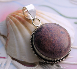 Round Pendant: Jasper - 925S & SP - 44 mm - Purple Violet Mauve