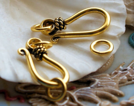 1 Toggle/Hook Clasp - Bali Style - 21 mm + 2 rings - Brass or Copper