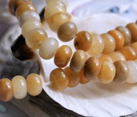 set/5 beads:  Jade - Heishi Disc - 8,3x5mm - Honey Amber Sand tones