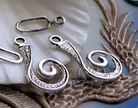 Set/2x Spiral Clasp set - 26,5+16 mm - Antique Silver tone