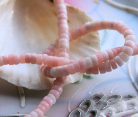 set/25 beads: Pink Opal - Heishi - 4x2 mm