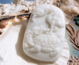 Jade Pendant: Feng Shui Dragon-Turtle with Phoenix - 44 mm