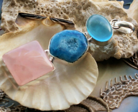 Beautiful Pendant: Agate Geode Druze + Rose Quartz & Blue Quartz - SP - 72 mm