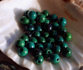 set/10 kralen: Prachtig Echt CHRYSOCOLLA - Rond -  4,5 mm - Groen Turquoise Azuurblauw