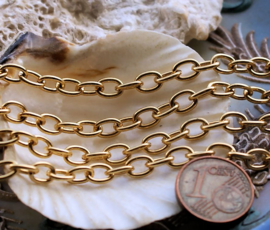 Jasseron Chain for Necklace/Bracelet - 50 cm length - 4,5x6 mm chain - Gold tone
