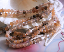 set/10 beads: Beautiful Sunstone (Moonstone) -  Rondelle Faceted - 3,9 mm - Pink Gray White
