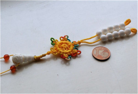 Base for Prayer Necklace: Tridacna + Agate + Knotted Dharma Wheel