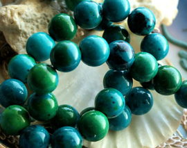 set/3 grote kralen: Prachtig Im. CHRYSOCOLLA - Rond - 10 mm - Groen Azuurblauw