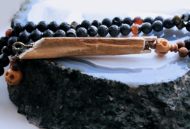 C&G Ritual Necklace: Spirit 2 - Human Bone Part + Skulls Gemstones