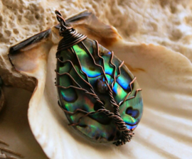 Lovely Tree of Life Pendant:  Paua Abalone Shell from New Zealand - 39 mm - various options