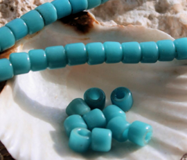 set/12 ANTIEKE TRADE BEADS Handelskralen: Afrika Boheems - ca 5,5 mm - Turquoise/Aqua