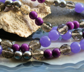 C&G Collier: Paars & Violet Jade - Czech Glass