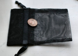 set/10 Organza pouches with satin ribbon - 99x75 mm - Black
