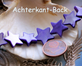 set/5 Beads: Mother of Pearl Shell - STAR - 12-14 mm - Purple