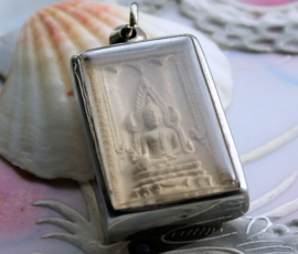 Oude Klei Tempel Amulet uit Thailand in Hanger: Boeddha - 50 mm