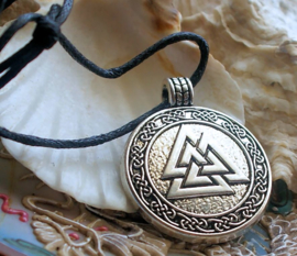 Viking Hanger: Valknut symbol - on black cord necklace