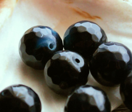 1 large bead: Agate - Round Faceted - 14 mm - Dark Blue