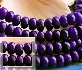 set/5 beads: Jade - Faceted Disc - 8x5 mm - Dark Violet-Purple or Lavender Lilac or Amethyst