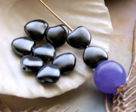 set/9 Beads: Pearl Heart - 8 mm - Tahiti Black