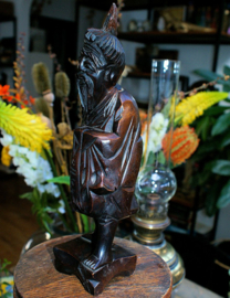 Handmade Antique Wooden Statue of an Asian wise man