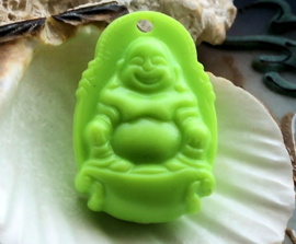 1 Pendant:  Buddha - Acrylic - 35 mm - Lime Green