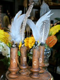 Feathers on Antique wooden base - various options
