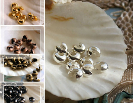set/10 Crimp bead Covers for 2 + 2,5 mm - 6x3,5 mm - Various Metal tones