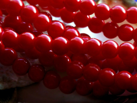 set/10 beads: Glass - Round - 8 mm - Coral-Red