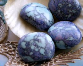 1 large bead: 2-way Divider - real Howlite - 22x17 mm - Purple Turquoise White