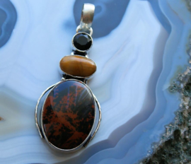 Pendant: Onyx - African Tigereye - Mahogany Jasper - SP - 63 mm