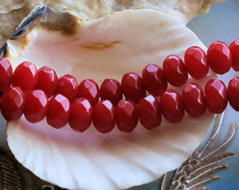 set/5 kralen: Echt Candy Jade - Facet Disc - 8x5,5 mm - Wijn-Rood Bordeaux