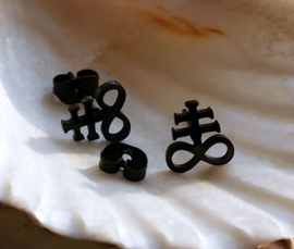 1 Paar of Ear-studs: Leviathan Cross - Stainless Steel or Black - Satanic Black Metal Occult