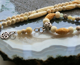 C&G Necklace: Prayerbeads - Magnesite  - Xiu Jade & Ohm Pendant