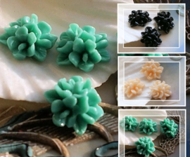 1 Cabochon: Flowers - 14x15 mm - Aqua Blue/Turquoise or Peach or Black