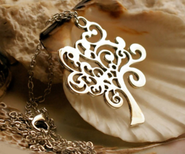 Tree of Life Pendant with Necklace - Silver tone