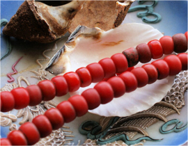 set/10 ANTIEKE FUR TRADE BEADS Handelskralen: Grote Padres 1800's - ca 9 mm - Rood