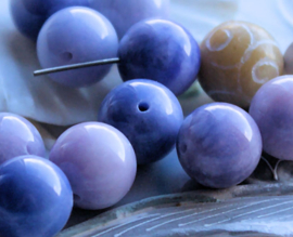 set/3 beads: Sinkian Snowflake JADE - Round - 12 mm - Lilac Purple