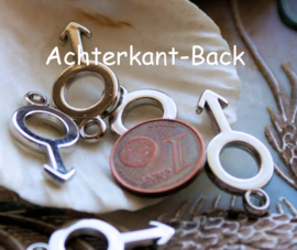 set/5 Charms: Mars - Male Symbol - 25 mm - Metal Look - Silver tone