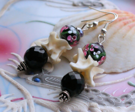 Paar C&G Oorbellen: Snake Vertebrae - Slang - Lampwork - 60 mm