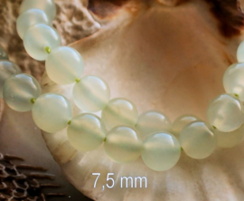 set/7 kralen: echte Xiu JADE - Rond - 7,5 of 8 mm - Transparant Licht Groen