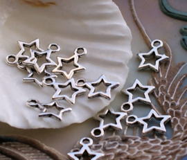 set/15 Charms: Star - 12,5x10 mm - Antique Silver Tone