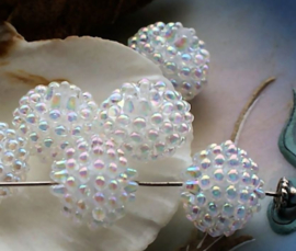 set/5 Berry Beads: 16x14 mm - Soap Bubble Iridescent Transparant