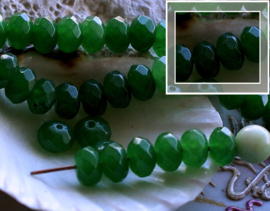 set/5 beads: Candy JADE - Faceted Disc - 8x5 mm - Dark Imperial Green