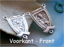 set/2 Rozenkrans Ornament - Tussenstukje Verdeler - 23 mm - Maria Jezus - Antiek Zilver Kleur
