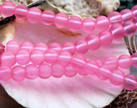 set/20 beads: Glass - Round - 6 mm - Matte - Pink