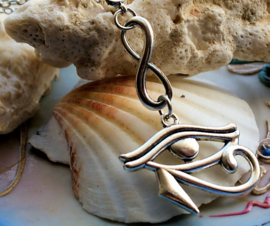 Pendant on Necklace: Eye of Horus & Infinity Symbol
