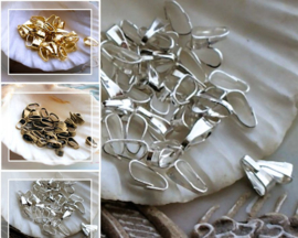 set/50 Clips for Charms - 7x2,5 mm - Silver or Gold or Bronze tone